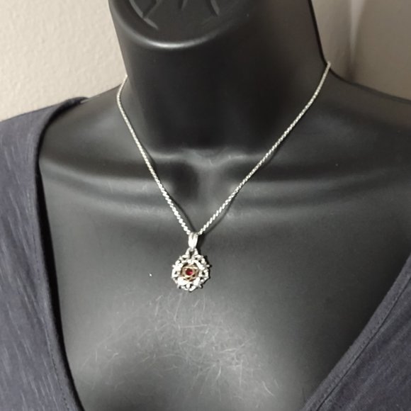 Two Tone Round Pendant Necklace 16.5 Inches Long - Picture 10 of 10